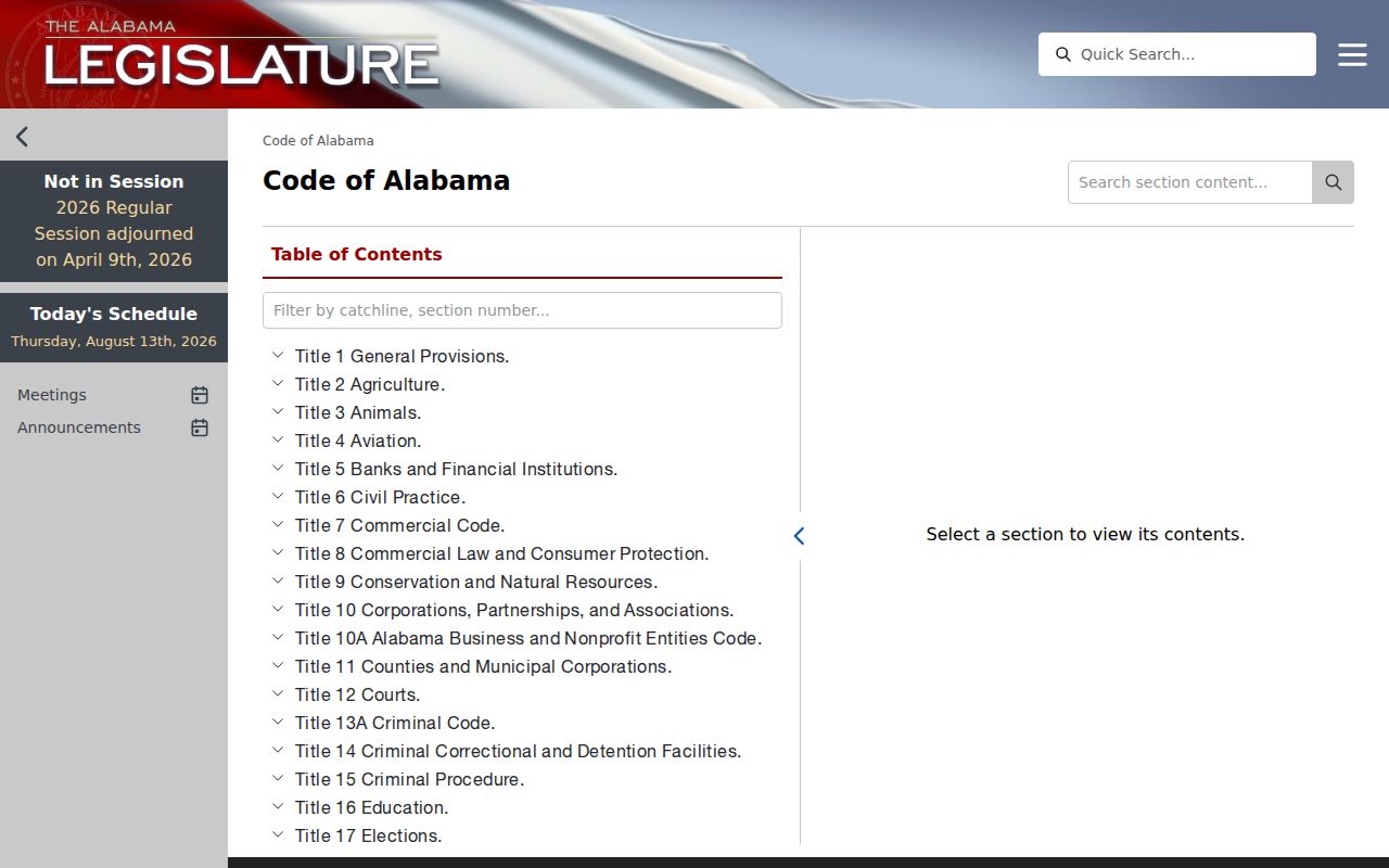 Official Alabama law source for Dallas County criminal court docket access