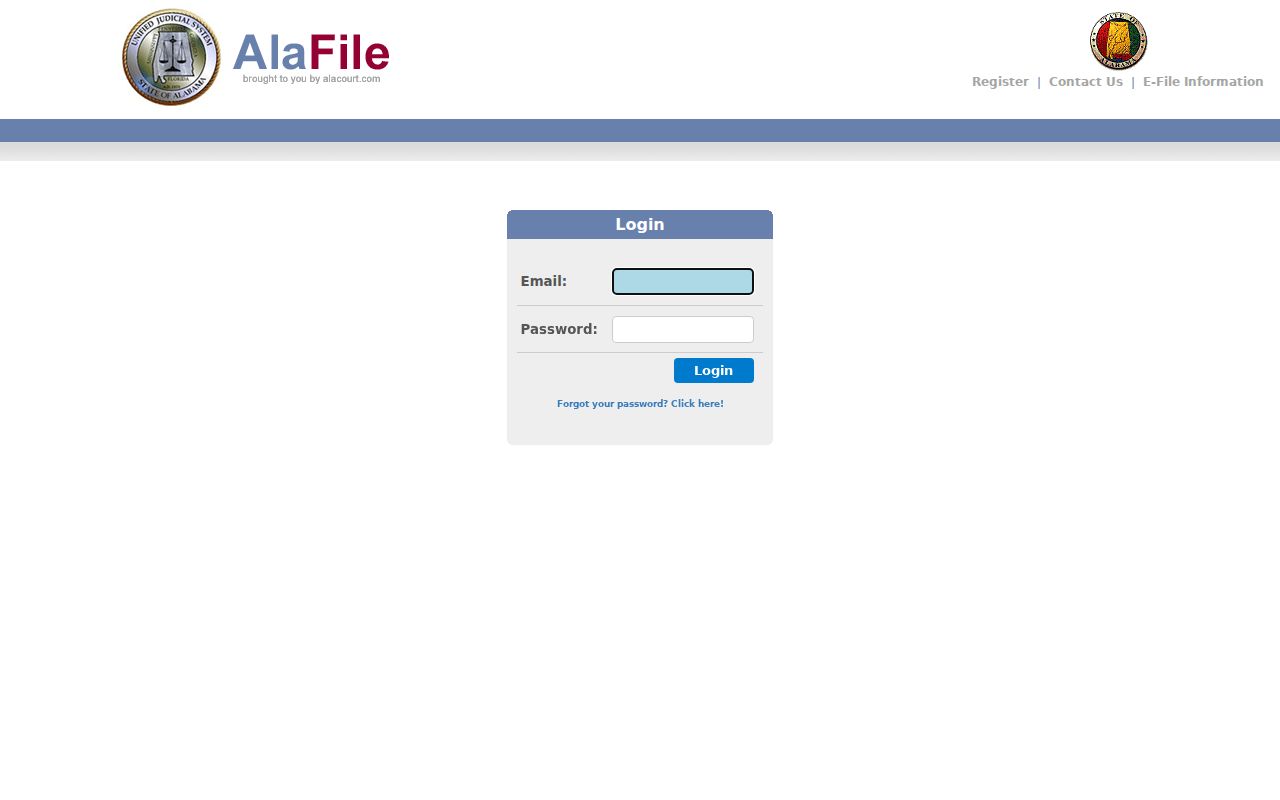 Dallas County court records AlaFile registered user portal
