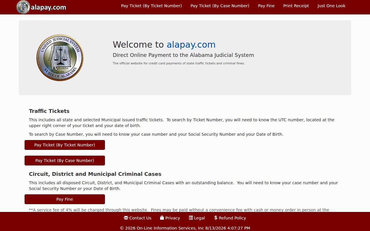 Dallas County traffic court records eligible citation lookup in AlaPay